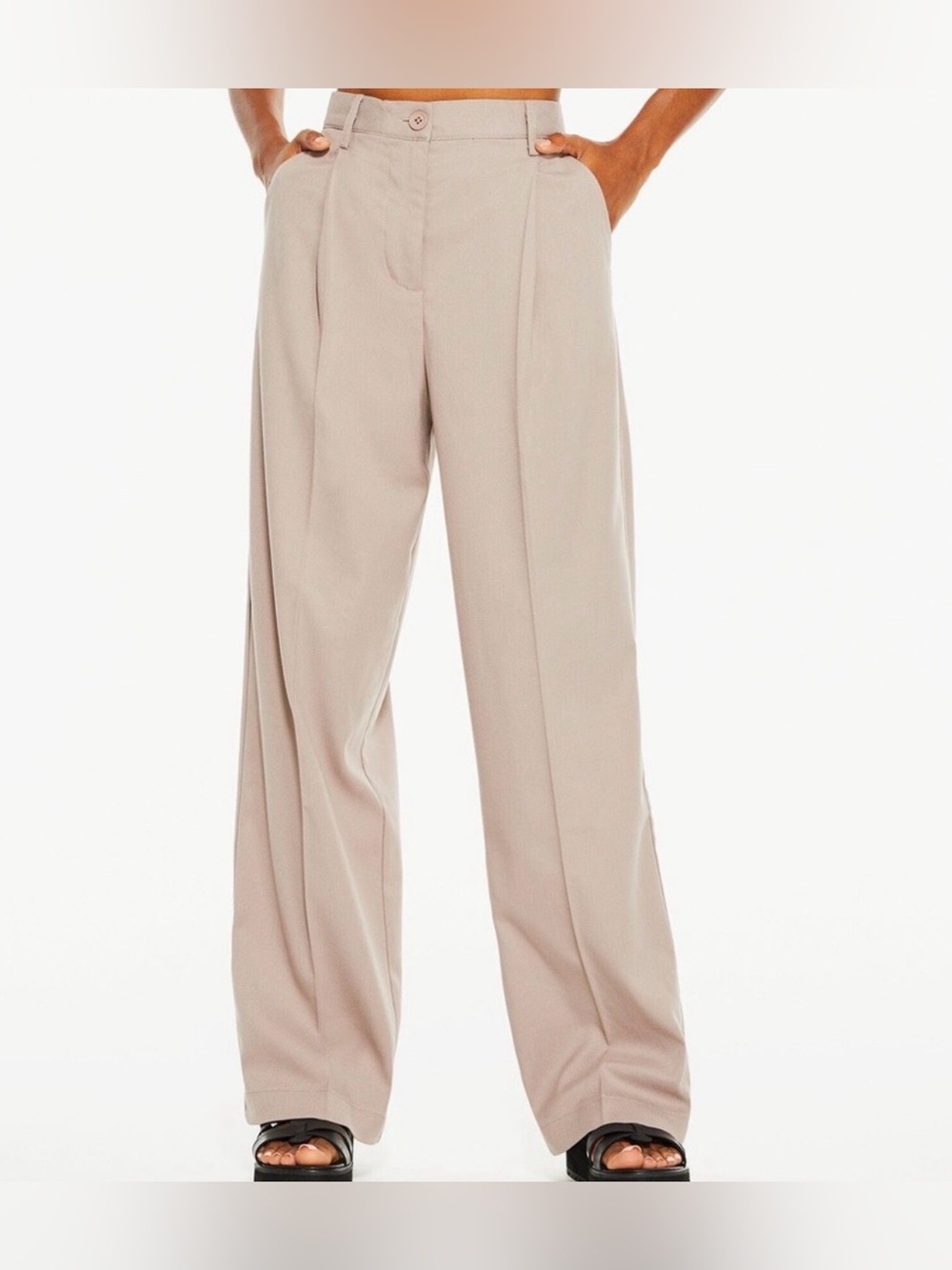 Aeropostale|High Rise Pleated Trouser,Straight-Leg Pants in Light Taupe NWT•